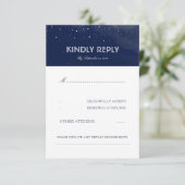 Navy Night Stars Elegant Wedding RSVP-kaart RSVP Kaartje (Staand voorkant)
