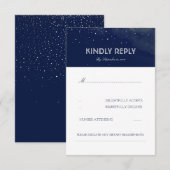 Navy Night Stars Elegant Wedding RSVP-kaart RSVP Kaartje (Voorkant / Achterkant)