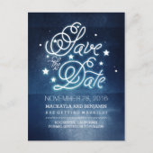 Navy Night Stars Rustic Save the Date Aankondigingskaart (Voorkant)