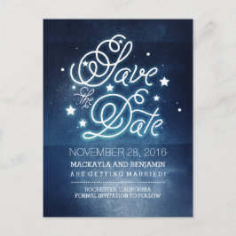 Navy Night Stars Rustic Save the Date Aankondigingskaart