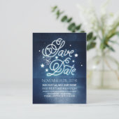 Navy Night Stars Rustic Save the Date Aankondigingskaart (Staand voorkant)