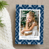 Navy Nordic Snowflake Pattern Foto Feestdagenkaart