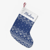 Navy Nordic Sweater Patroon Gepersonaliseerd Kleine Kerstsok (Voorkant (Hangend))