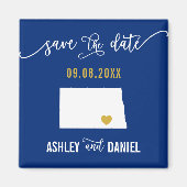 Navy North Dakota Wedding Save the Date Map Magneet (Voorkant)