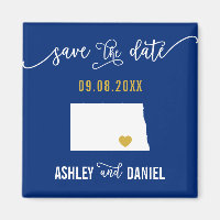 Navy North Dakota Wedding Save the Date Map