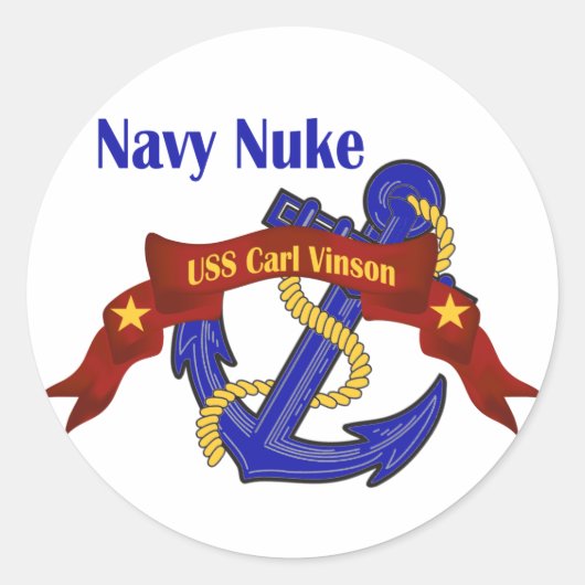 Navy Nuke ~ USS Carl Vinson Ronde Sticker (Voorkant)