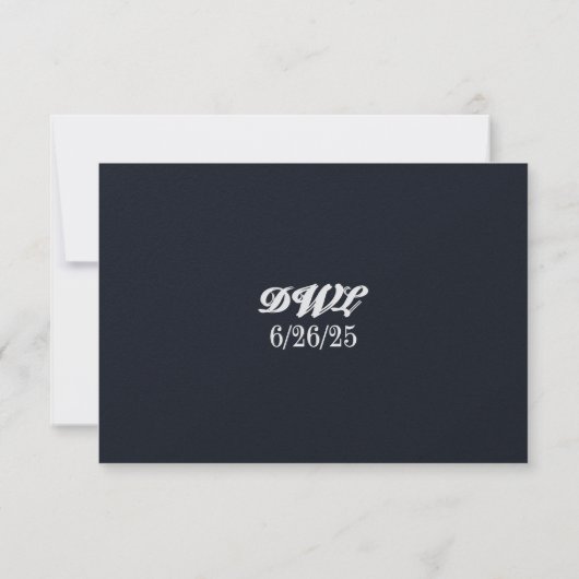 Navy Nuptial QR Code Wedding RSVP Card (Achterkant)