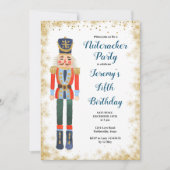 Navy Nutcracker Winter Birthday Boy Invitation Kaart (Voorkant)