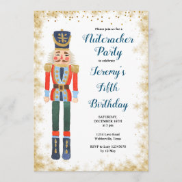 Navy Nutcracker Winter Birthday Boy Invitation Kaart