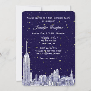 Navy NYC Silhouette Gegraveerd Ster DIY BG Sweet 1 Kaart