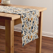 Navy & Ochre Botanical Table Runner Korte Tafelloper (Voorbeeld)