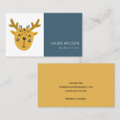 NAVY OCHRE CUTE SANDI DEER LITTLE EXPLORER NANNY VISITEKAARTJE (Voorkant / Achterkant)