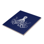 Navy Octopus Donkerblauwe Kraken Tegeltje (Zijkant)