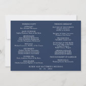 Navy (of ander) Moderne Wedding Program - Tijdlijn (Achterkant)