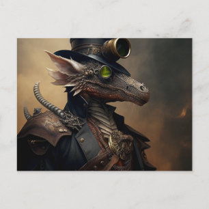 Navy Officer Steampunk Dragon Briefkaart