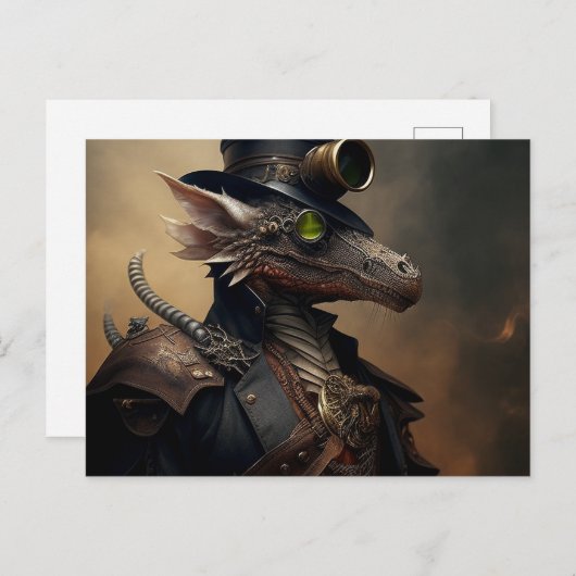 Navy Officer Steampunk Dragon Briefkaart (Voorkant / Achterkant)