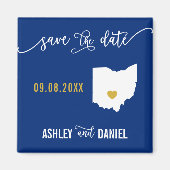Navy Ohio Wedding Save the Date Map Magneet (Voorkant)