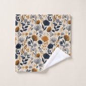 Navy & Oker Botanische Handdoek (Wasdoekje)
