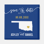 Navy Oklahoma Wedding Save the Date Map Magneet (Voorkant)