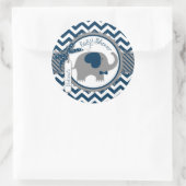 Navy olifant Bow-stropdas Chevron Print Baby showe Ronde Sticker (Tas)