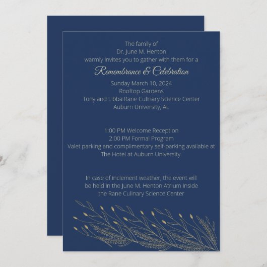 Navy Olijf Begrafenis Aankondiging 011624 (Voorkant / Achterkant)