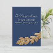 Navy Olijfblad begrafenis herdenkingsprogramma Programmakaart (Staand voorkant)