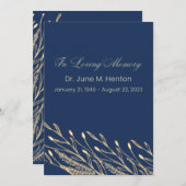 Navy Olive Leaf 2 begrafenisherdenkingsprogramma Programmakaart (Voorkant / Achterkant)