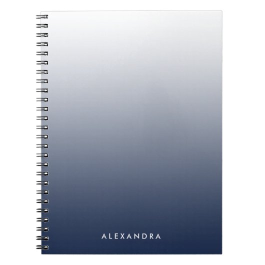 Navy Ombre Gradient, gepersonaliseerd Notitieboek (Voorkant)