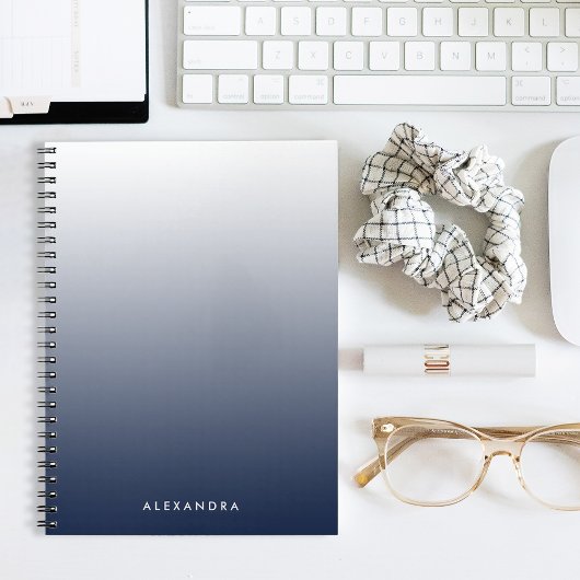 Navy Ombre Gradient, gepersonaliseerd Notitieboek