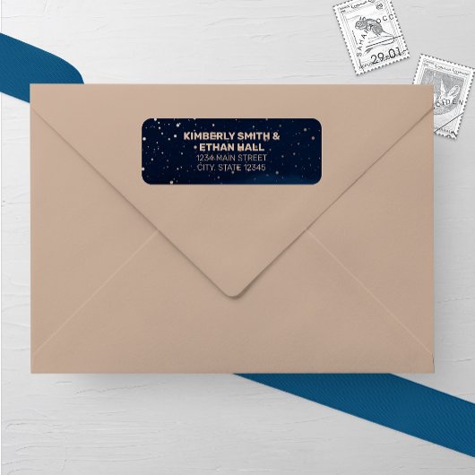 Navy Ombre Sky met Bronze Sterren Bruiloft Etiket