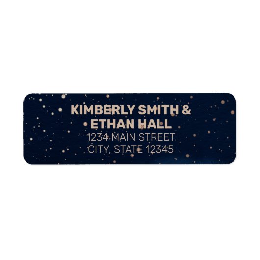 Navy Ombre Sky met Bronze Sterren Bruiloft Etiket (Voorkant)