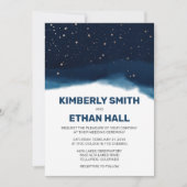 Navy Ombre Sky met Bronze Sterren Bruiloft Kaart (Voorkant)