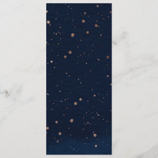 Navy Ombre Sky met Bronze Sterren Bruiloft Programmakaart (Achterkant)