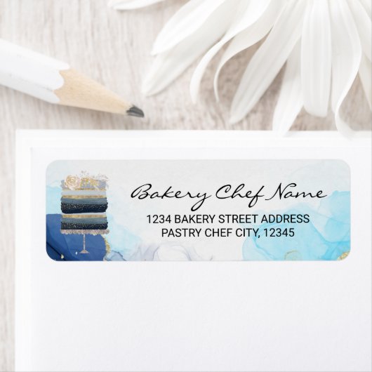 Navy Ombre Wedding Party Cake Etiket (Insitu)