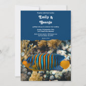 Navy onder het Zee Fish Reef Coastal Beach Wedding Kaart (Voorkant)