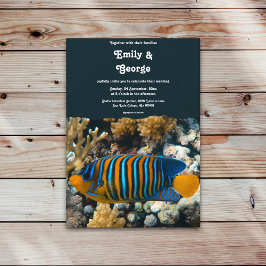 Navy onder het Zee Fish Reefs Beach Wedding Kaart