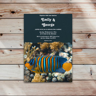 Navy onder het Zee Fish Reefs Beach Wedding Kaart