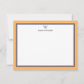 NAVY & ORANGE Classic Monogram Double Frame Notitiekaartje (Voorkant)