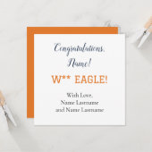 NAVY, ORANJE Auburn, Alabama gepersonaliseerde ges Kaart (Voorkant / Achterkant in situ)