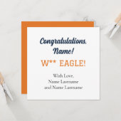 NAVY, ORANJE Auburn, Alabama gepersonaliseerde ges Kaart (Voorkant / Achterkant in situ)