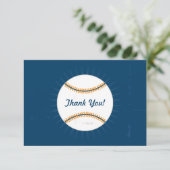 Navy Oranje Baseball Verjaardag Bedankkaart (Staand voorkant)