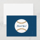 Navy Oranje Baseball Verjaardag Bedankkaart (Voorkant / Achterkant)