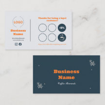 Navy Oranje Coffee Shop Loyalty Card