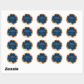 Navy & Oranje Floral Dank u Ronde Sticker (Vel)