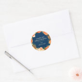 Navy & Oranje Floral Dank u Ronde Sticker (Envelop)