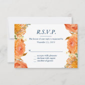 Navy & Oranje Floral Response Kaart (Voorkant)