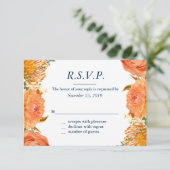 Navy & Oranje Floral Response Kaart (Staand voorkant)