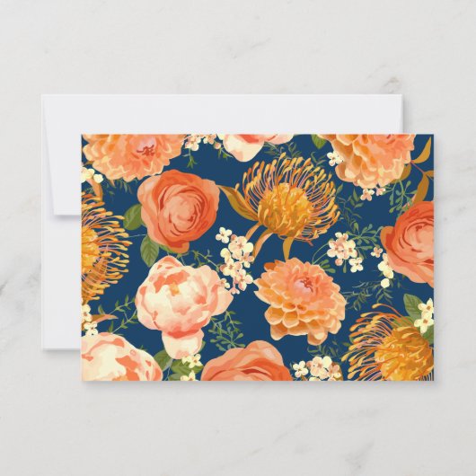 Navy & Oranje Floral Response Kaart (Achterkant)