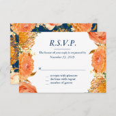 Navy & Oranje Floral Response Kaart (Voorkant / Achterkant)