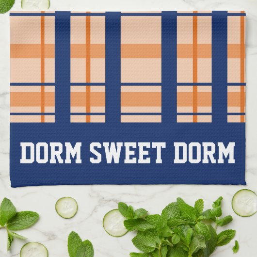 Navy Oranje Pset College Team Cool Dorm School Theedoek (Gevouwen)